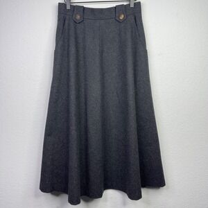 Vintage Dachstein Skirt Womens 40 Gray Pure Wool A-Line Dark Academia Preppy